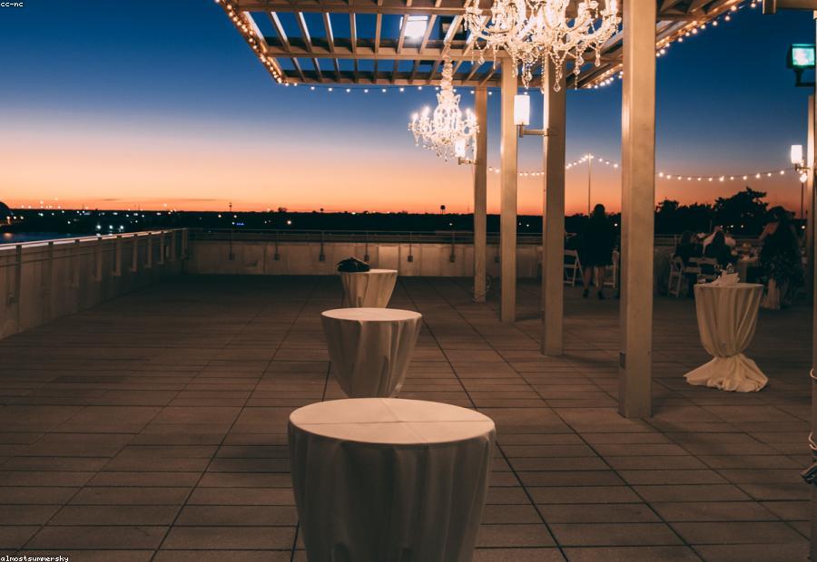 Covered patio with layered lighting and fan — Texas outdoor living after sunset